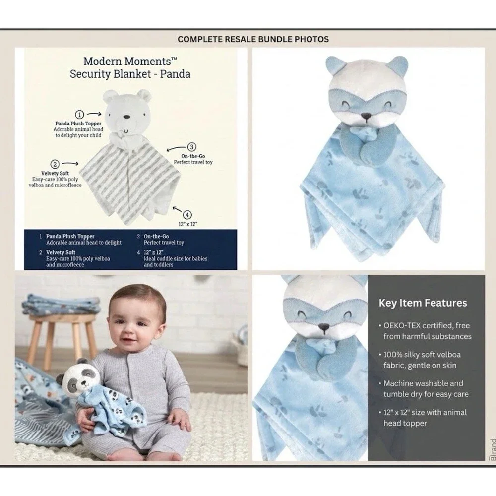 Modern Moments Gerber Raccoon Lovey Mushroom Fleece Blue Minkey Security Blanket